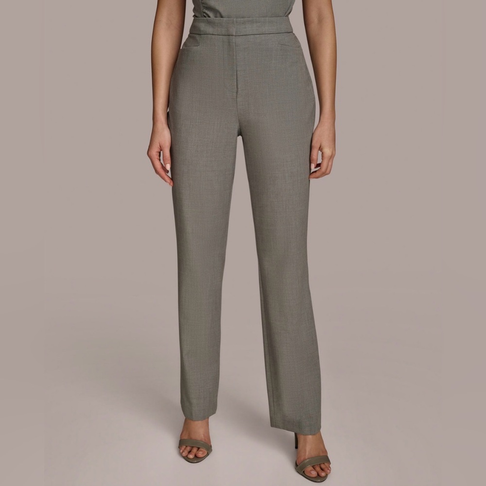 NWT Donna Karan Women's Straight Leg Pants. Size 12. Medium Heather Grey